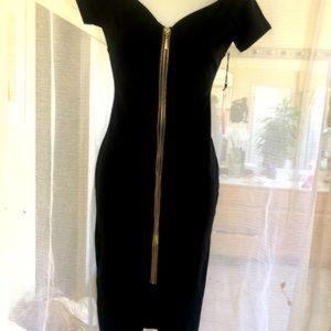 Black dress body con fit